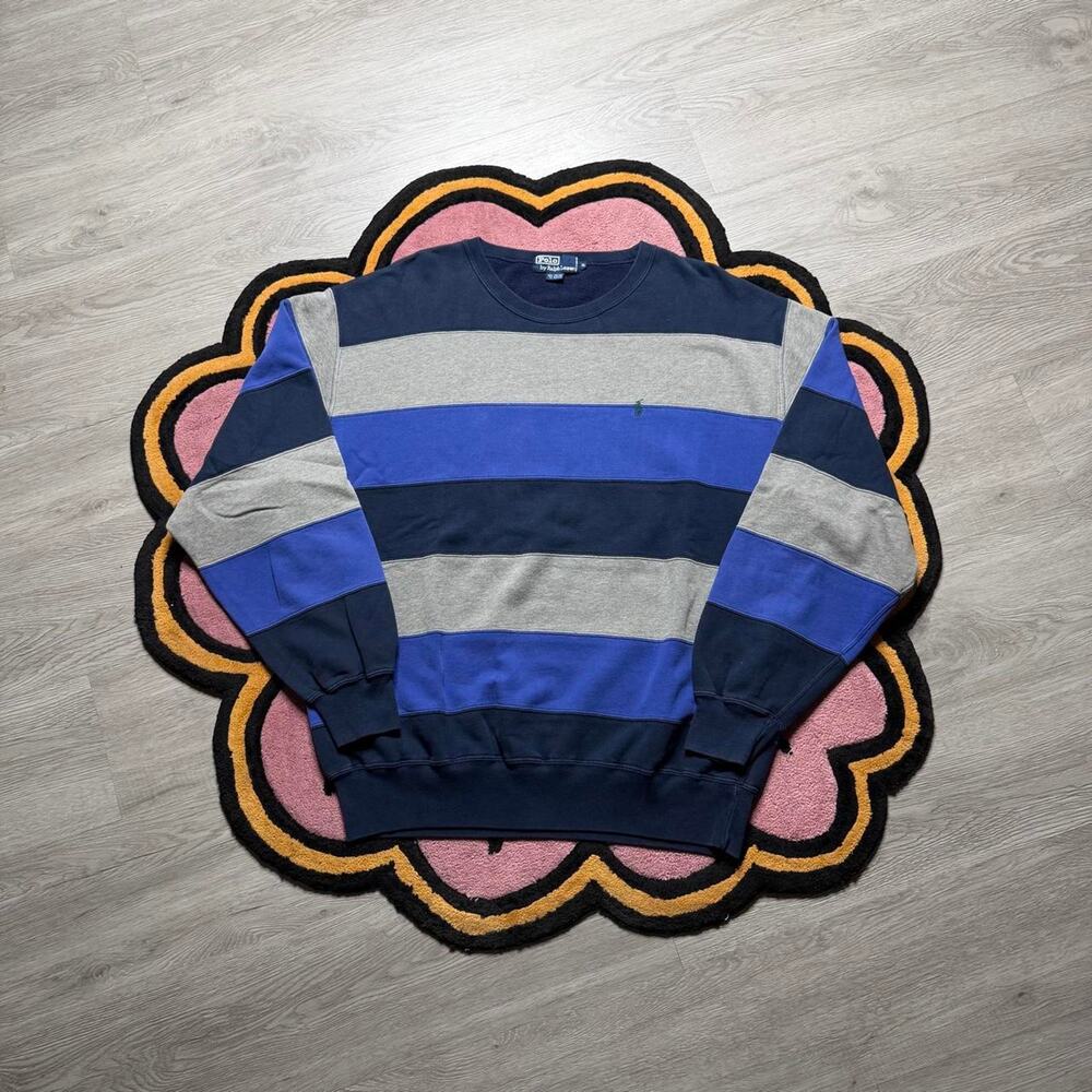 Vintage 90’s Polo Ralph Lauren Striped Crewneck Sweatshirt Size XL Multicolor